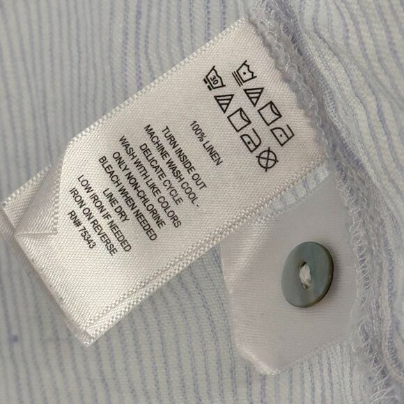 Sigrid Olsen Womens  Shirt 100% Linen Blue Striped Long Sleeve Size 1X plus - Picture 4 of 13